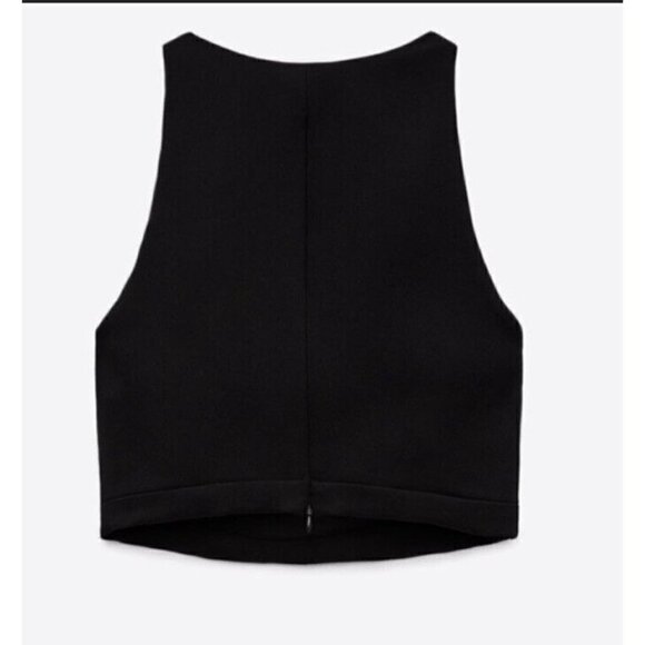 Zara Women's Flowy Neckline Sleeveless Blouse Top Solid Black Small - Picture 2 of 5